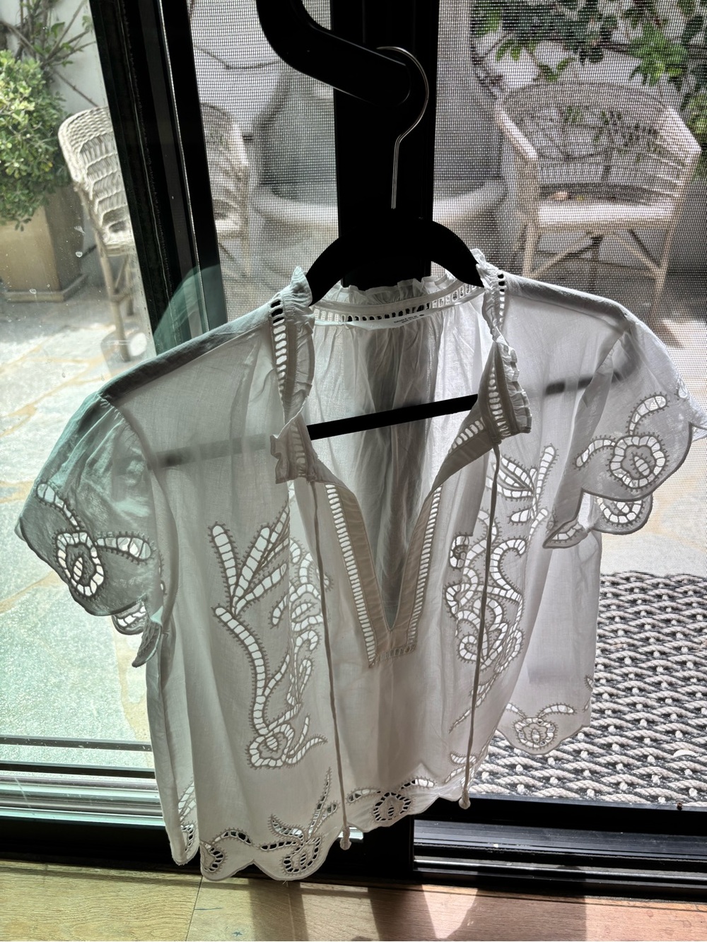 Zara White Eyelet Boho Peasant Blouse